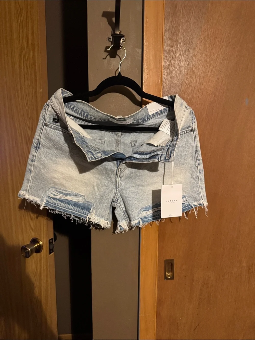 KanCan Light Blue Distressed Denim Shorts
